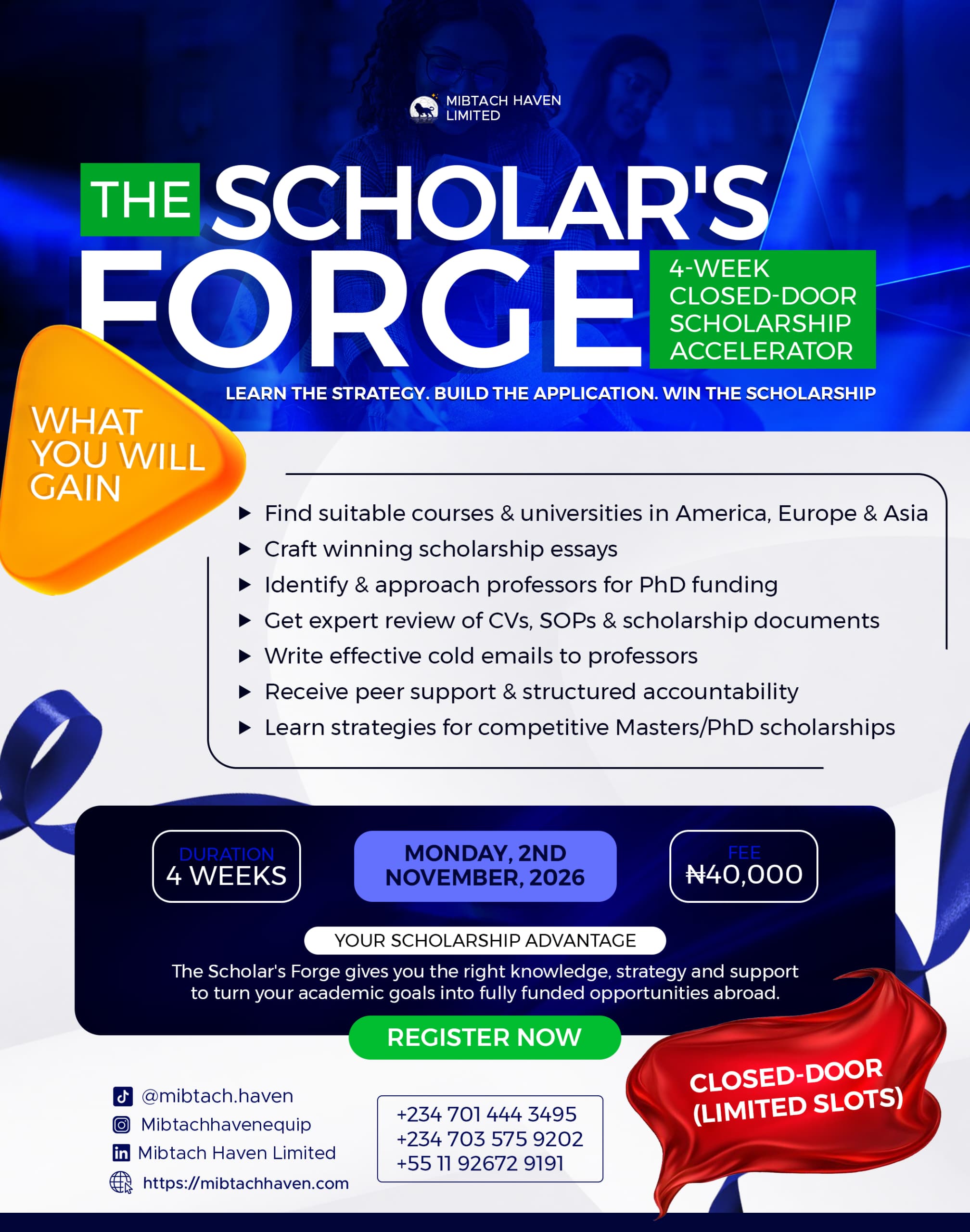 The Scholar's Forge – 4-Week Scholarship Accelerator